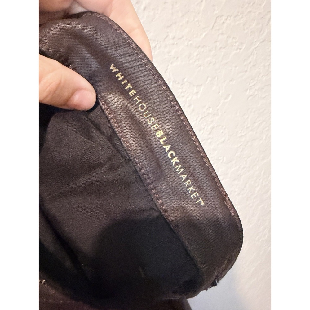 White House Black Market Coated High Rise Skinny Pant Sz 4R Cabernet - Picture 7 of 8